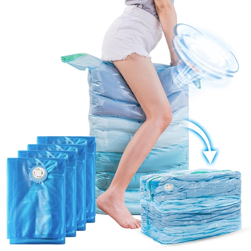 TAILI Vacuum Storage Bags 4 Pack, Jumbo Cube (31x40x15 inch), Large Vacuum Seal Bags for Clothing, Beddings Comforters, Blankets, Pillows, Saving Space in Closet, Blue - Image 1